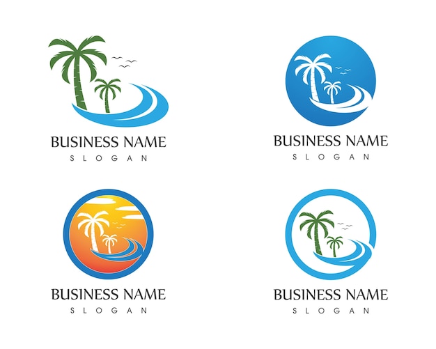 Vague Plage Vacances Logo Vector Modèle