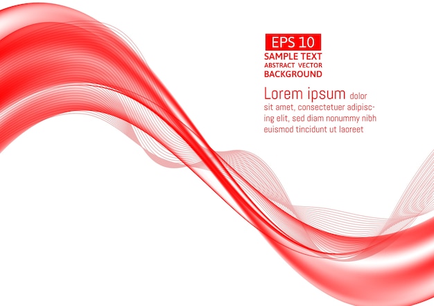 Vague rouge transparent abstrait sur fond blanc