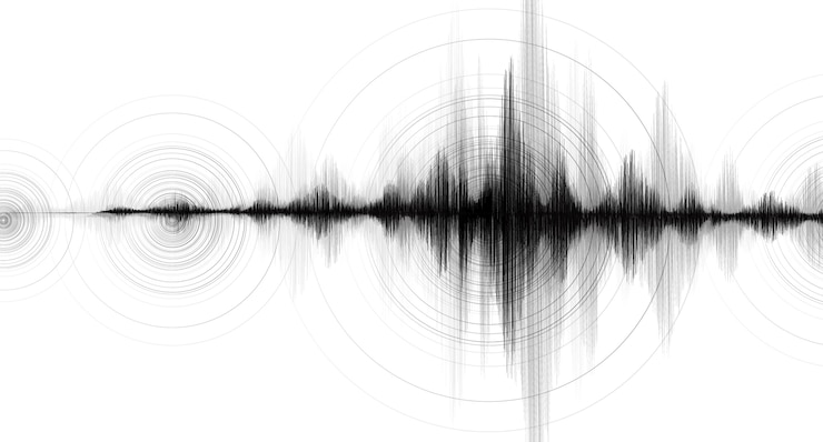 Vecteur vague de tremblement de terre avec vibration de cercle