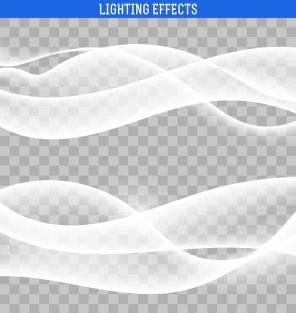 Vagues abstraites lumineuses. Ondes abstraites isolées avec transparence. L'effet de la vague. Élément de conception.