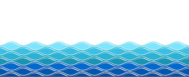 Vagues D'eau. Vague De Surf Océanique, Fond De Mer Isolé. Bannière D'été De Nature Abstraite. Modèle Sans Couture Ondulé Bleu De Vecteur. Illustration Courbe Ondulée, Vague Marine Qui Coule Sans Soudure