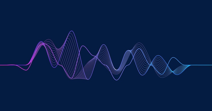 Vecteur les vagues de l'égalisateur sur fond bleu