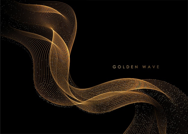 vagues de fumée d'or abstraites. effet de paillettes de lignes dorées brillantes