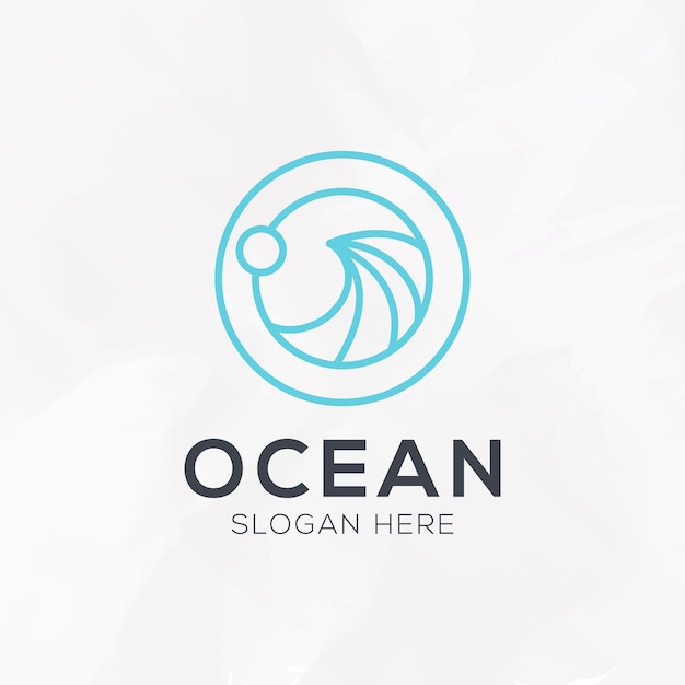Vecteur vagues de l'océan dans un logo circulaire modèle de conception simple et moderne