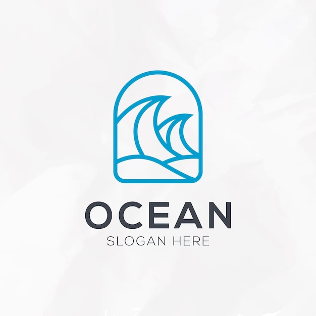 Vecteur vagues de l'océan dans un logo circulaire modèle de conception simple et moderne