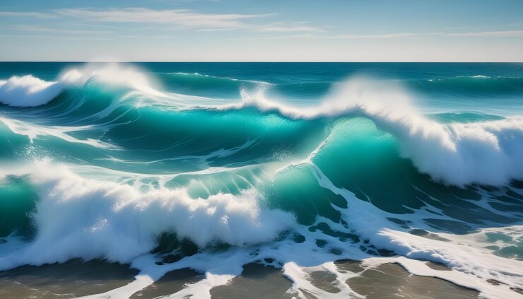 Vecteur les vagues de l'océan s'écrasent sur les rochers