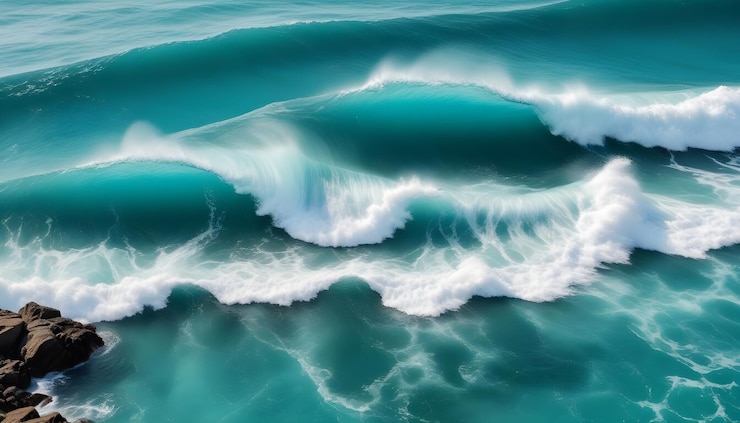 Vecteur les vagues de l'océan s'écrasent sur les rochers