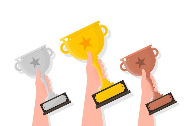 Vainqueur prix sport récompense concept de réussite Maquette pour la conception de concept Trophée d'or clipart