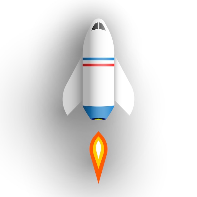 Vaisseau spatial sur fond blanc. illustration.