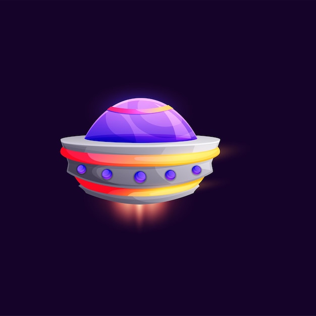 Vaisseaux spatiaux extraterrestres et icône d'ovni de dessin animé de vaisseau spatial