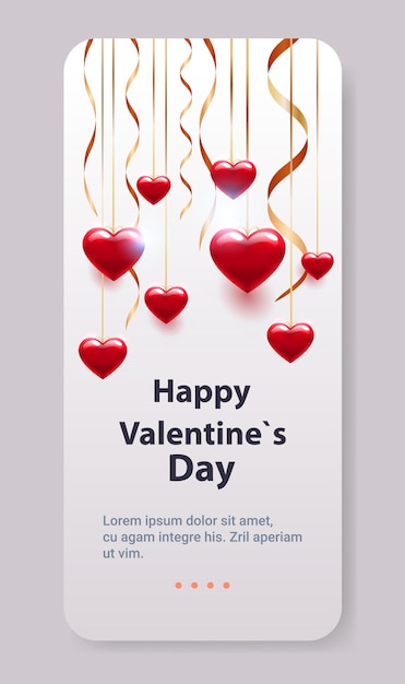 Valentin Célébration Amour Bannière Flyer Ou Carte De Voeux Avec Illustration Verticale De Coeurs