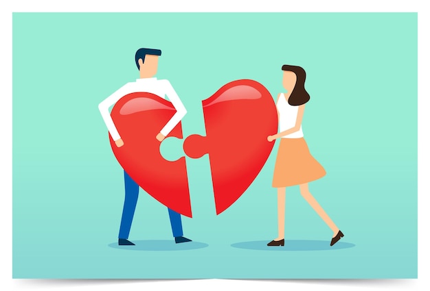 Valentin, homme femme, tenue, coeur, balloon, vecteur, illustration, conception