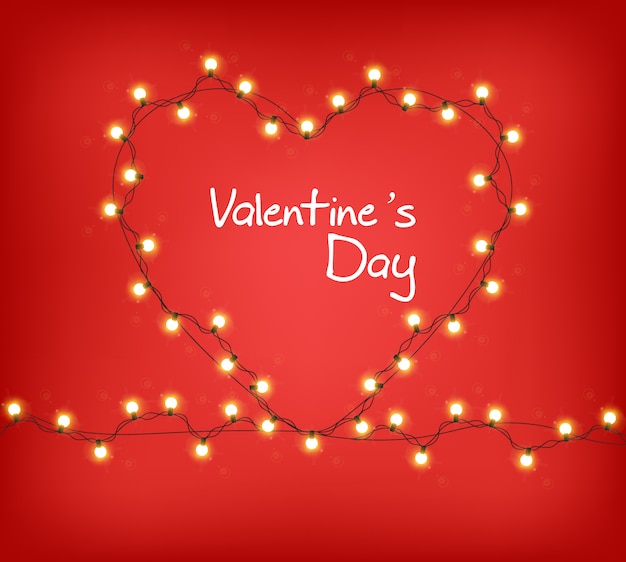 Valentine Day Heart Avec Des Lumières Rougeoyantes