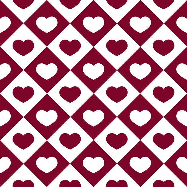 Vecteur valentine day hearts pattern arrière-plan graphique simple et romantique pour papier cadeau carte de vœux bannière papier peint élément de design décoratif vectoriel carrés et utilisation de l'espace négatif