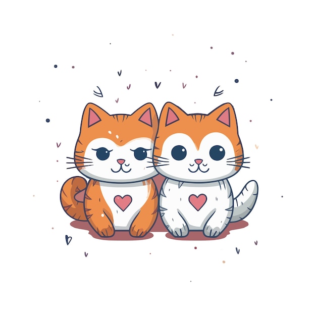 valentine deux chat et le cœur