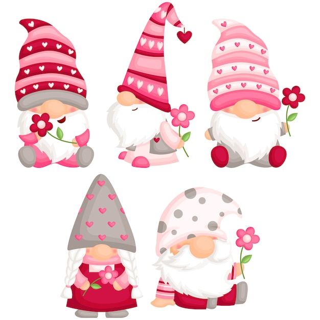 Valentine Gnome Tenant Une Fleur