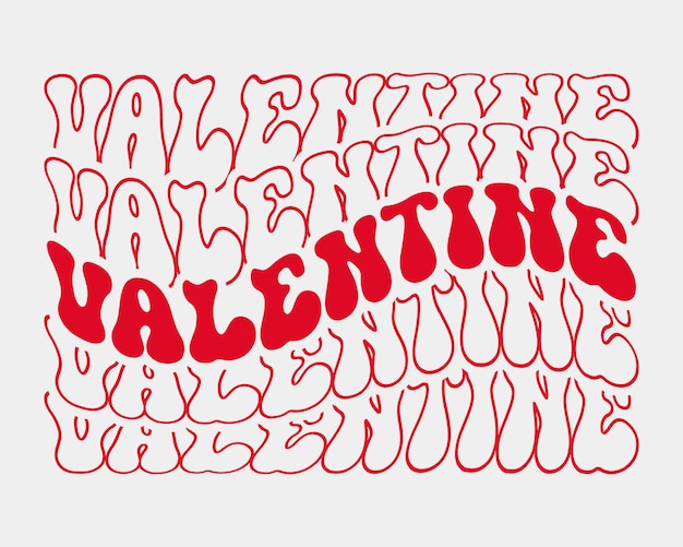 Vecteur valentine love citation rétro ondulé groovy répéter le texte en miroir typographie svg sur fond blanc