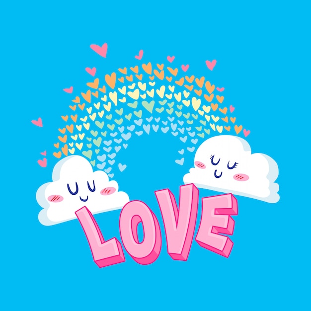 Valentine Love Cloud Illustration