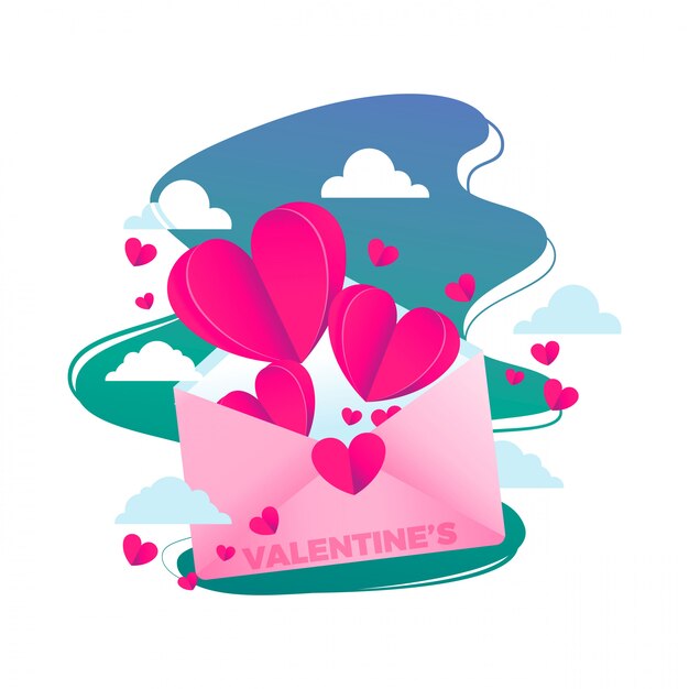 Vecteur valentine love letter illustration