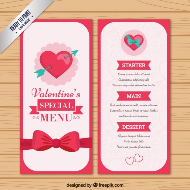 Vecteur valentine menu spécial