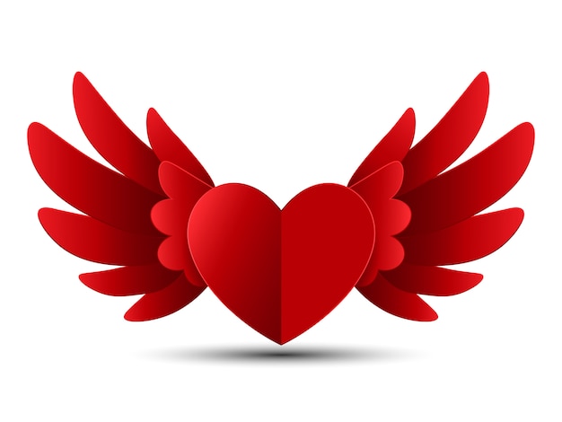 Valentine Red Heart avec des ailes