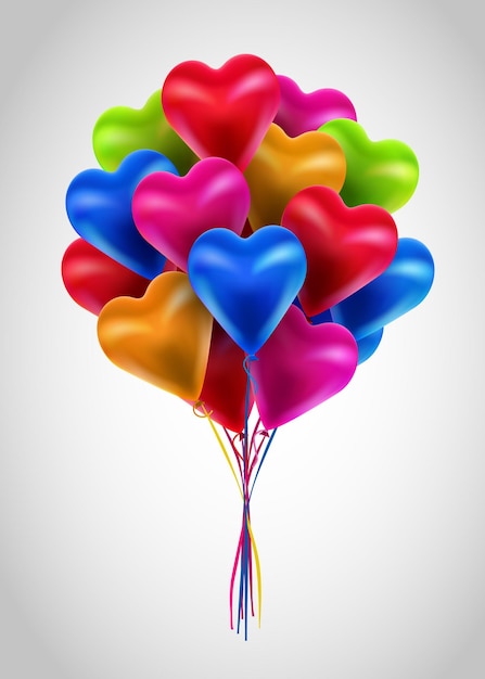Valentine's Day 3d coeurs ballons colorés.
