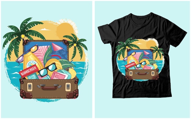Des Valises De Vacances, Des T-shirts Ensoleillés Au Bord De La Mer.