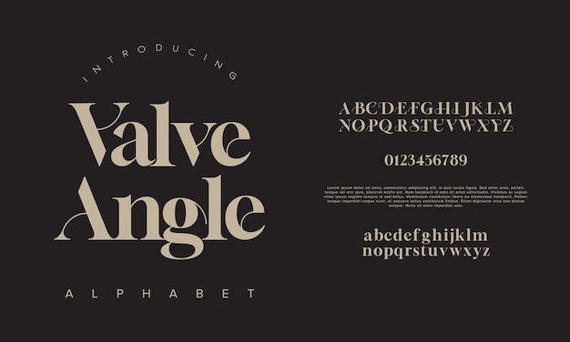 Valveangle Lettres Et Chiffres De L'alphabet élégant De Luxe Premium, Typographie De Mariage élégante Classique