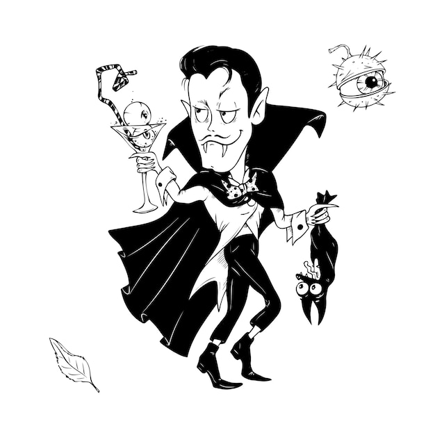 Vecteur vampire de dessin animé pour halloween illustration vectorielle