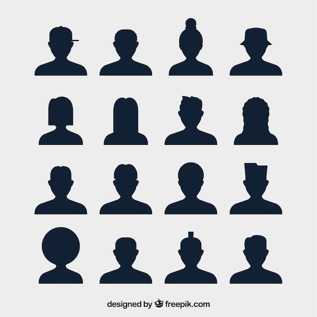 Vecteur variété de base d'avatars de silhouette