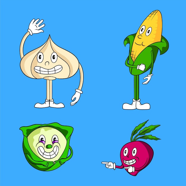 Variété De Collection De Personnages De Légumes Fantastiques