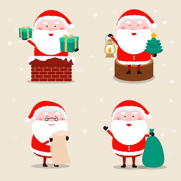 Variété de collection de postures du père noël