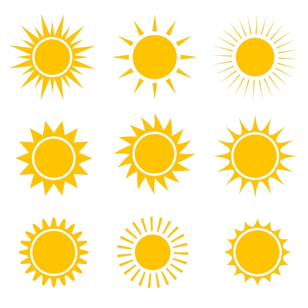 Vecteur variété d'icônes créatives de soleils
