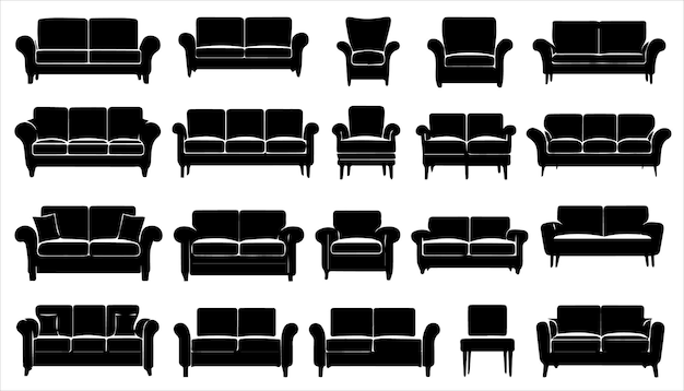 Une variété de silhouettes de canapés et de fauteuils