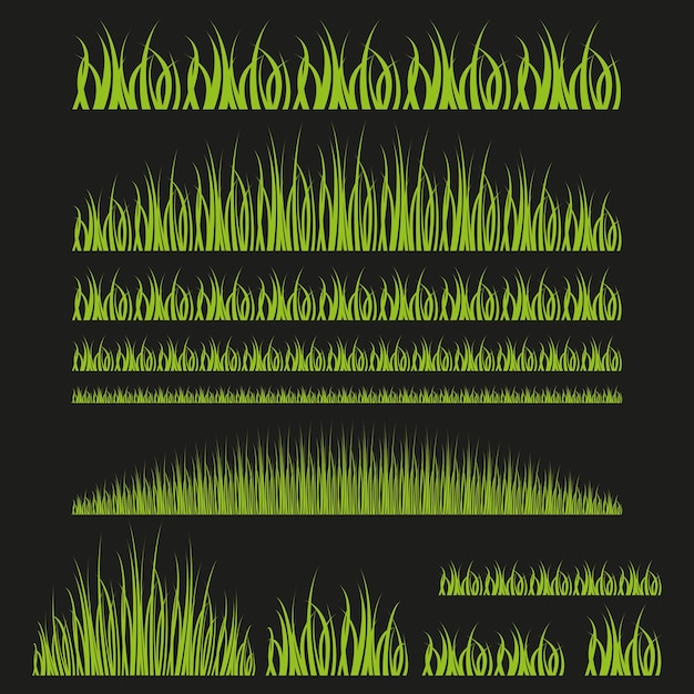 Vecteur variété de silhouettes d'herbe mises en place éléments de conception de la nature verte et du jardin des motifs d' herbe sans couture