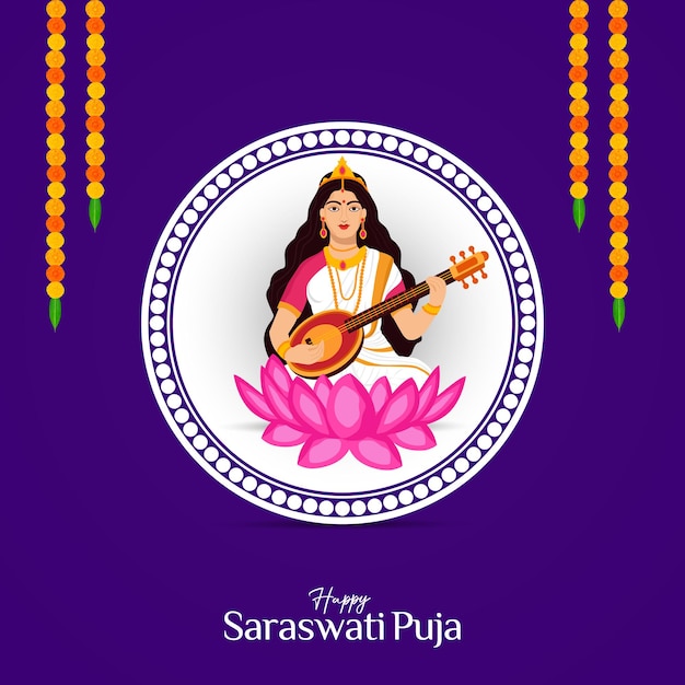 Vecteur vasant panchami saraswati puja basant post sur les réseaux sociaux