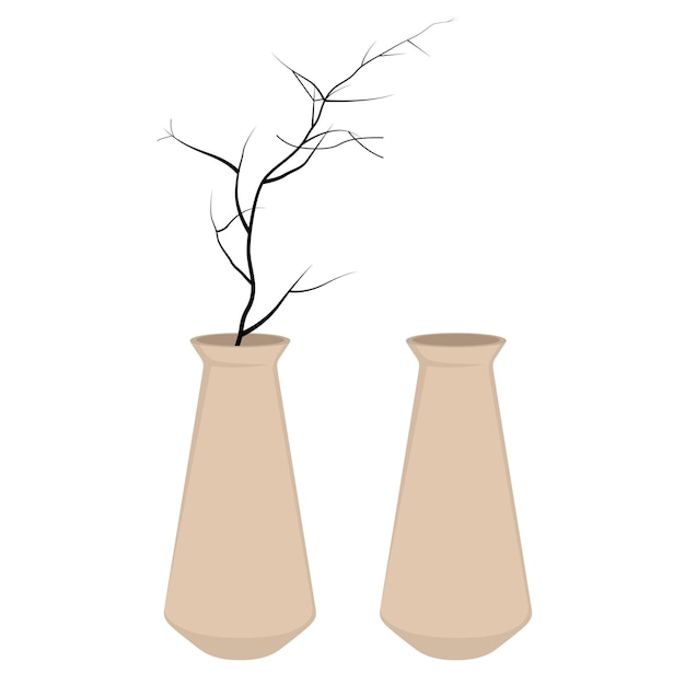 Vase En Argile Pour Fleur, Illustration Vectorielle De Pots En Argile Isolée Sur Fond Blanc