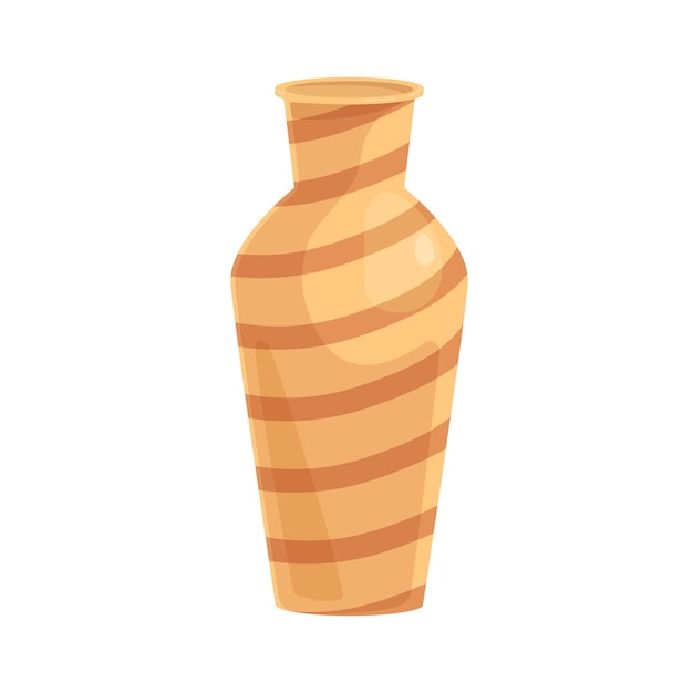 Vase En Céramique. Vaisseau Rayé De Terre. L'art De La Poterie. Pot Vide Réaliste En Argile. Illustration De Vecteur De Dessin Animé Plat Coloré De Faïence Isolé Sur Fond Blanc.