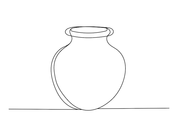 Vase Pot Line Art Abstrait Vase Silhouette Contour Doodle Contour Illustration Dessinée à La Main Céramique