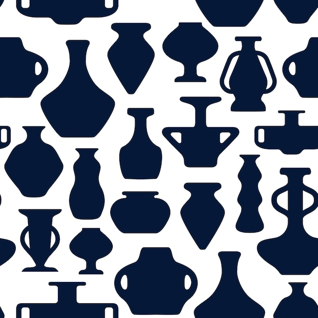 Vases En Céramique Antique Forme Silhouette Set Illustration Vectorielle