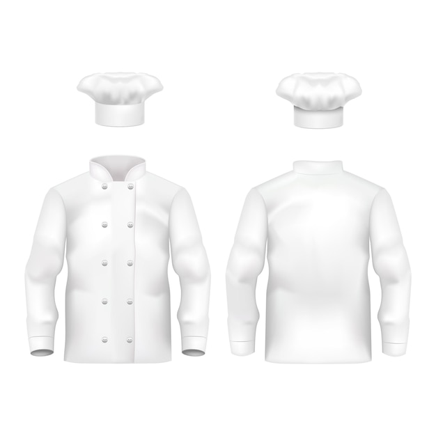 Vectateur De Maquette De Vêtements Culinaires En Blanc 3d Réaliste Et Détaillé