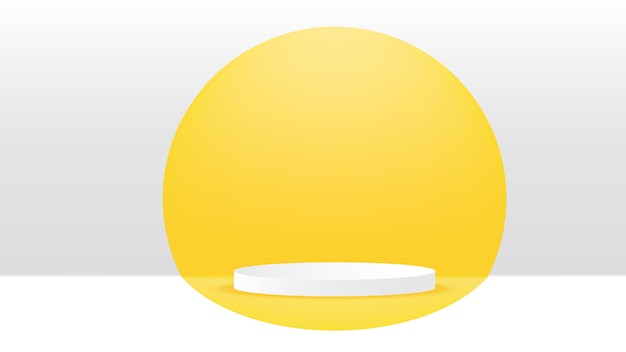 vecteur 3d affichage abstrait du podium blanc sur le dessus des cercles jaunes sur fond blanc