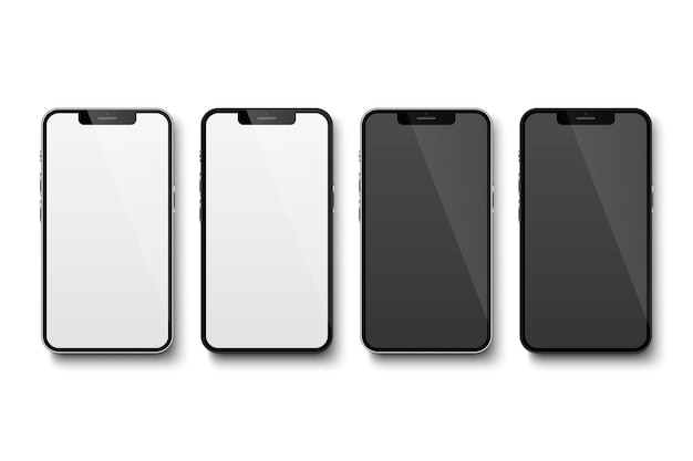 Vecteur 3d écran tactile réaliste Smartphone écran d'interface vierge jeu d'icônes isolé sur fond blanc modèle de conception de communication sans fil de téléphone portable pour la vue de dessus de maquette
