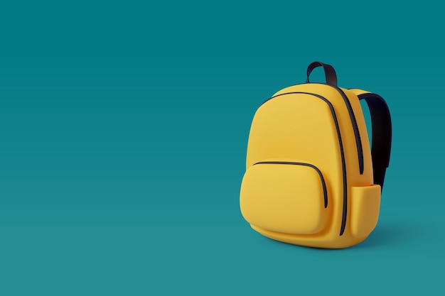 Vecteur 3d de sac à dos jaune Retour à l'école et au concept d'éducation Eps 10