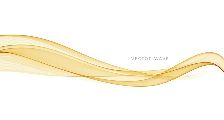 vecteur, abstrait, coloré, écoulement, or, écoulement, lignes, vague, isolé, blanc, fond, conception, élément