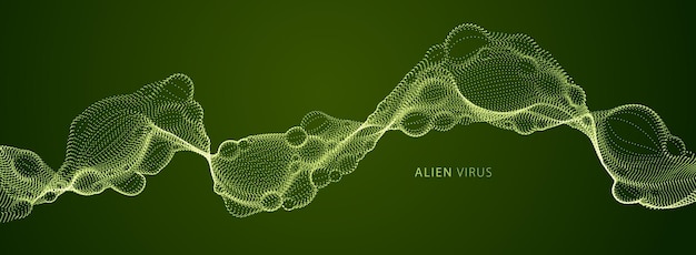 Vecteur abstrait coulant fond d'écran large. Mutation biologique, virus microscopique, forme de particules pointillées, nanotechnologie. Fond d'écran large et fluide abstrait.