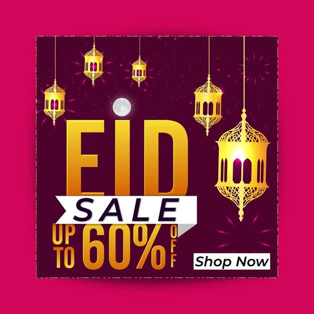 vecteur affiche de vente Eid Mubarak vente Eid conception des médias sociaux