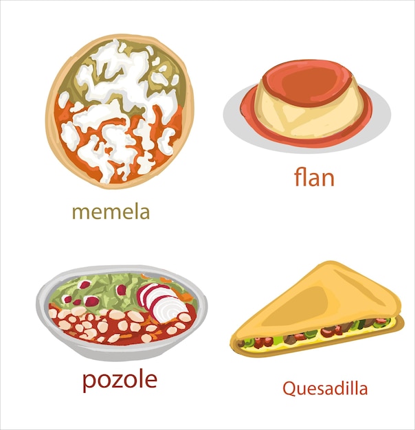 Vecteur D'aliments Mexicains. Meilleurs Plats Mexicains. Illustration De La Cuisine Latino-américaine.