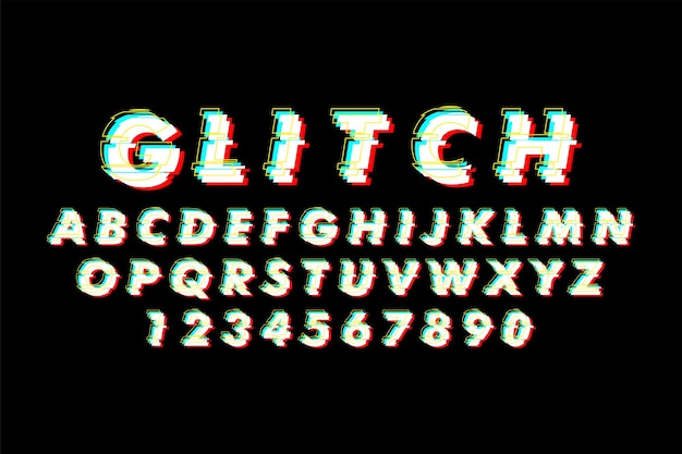 Vecteur Alphabétique Glitch