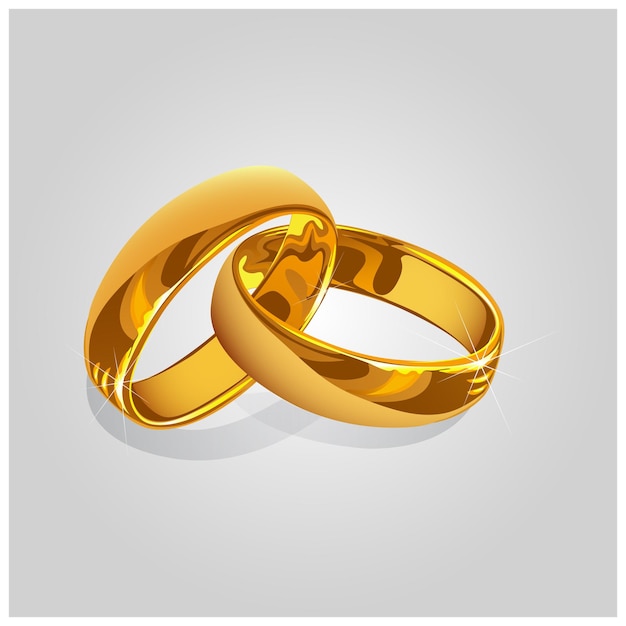 vecteur d'anneau de mariage doré
